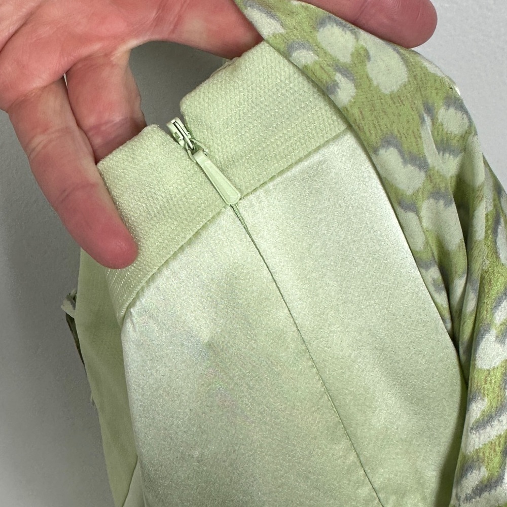 Reiss 100% Silk Arun Green Leopard Print Layer Dress Square Neck Sheath Boho 2 - Picture 10 of 16